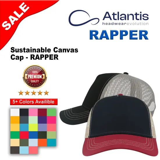 Atlantis Headwear&reg; Sustainable Canvas Cap Navy/ dark grey {2}