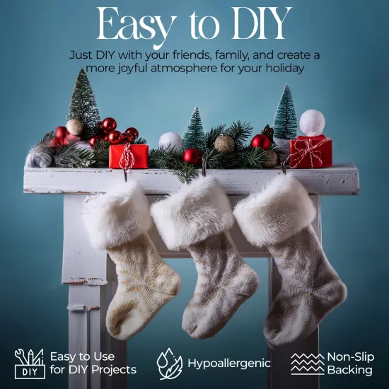 FabricLA Faux Fur Ribbon Trim Fabric - 1" Wide x 72" Long (6 FT) - Soft Christmas Fur Great for Crafting, Sewing, and Decorating - White {5}