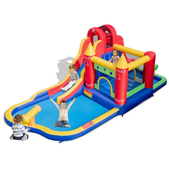 9-in-1 Inflatable Bounce Castle With Water Slide And Splash Pool Without Blower {4}