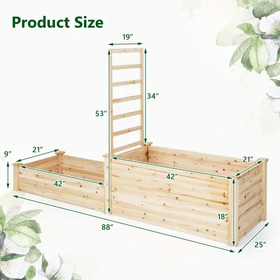 Raised Garden Bed With Trellis-Natural {5}