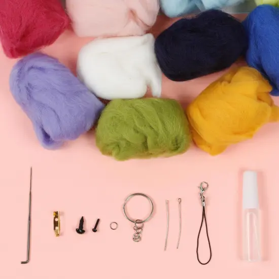 Incraftables Wool Needle Felting Kit (15 Colors). Best Wool Felting Kits for Beginners, Pros, Adults & Kids. Wool Roving Felt Supplies Starter Set with Plastic Eyes, Landyads, Keychains & Glue {2}
