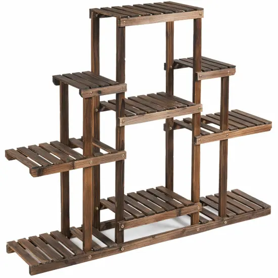 6-Tier Flower Wood Stand Plant Display Rack Storage Shelf {1}