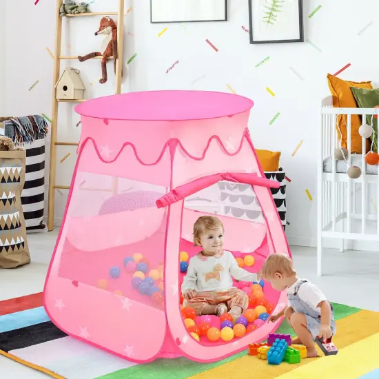 Pink Portable Kid Play House Play Tent with 100 Balls {6}