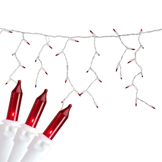 Northlight Mini Incandescent Icicle Christmas Lights - Red - 3.5' White Wire - 100ct {1}