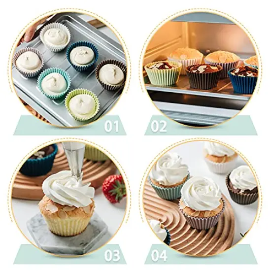 Silicone Cupcake Baking Cups Katbite 24 Pack Silicone Baking Cups Reusable Non-stick Heavy Duty Silicone Cupcake Liners for Baking Soft Pale Muffins Cups for Party Halloween Christmas {6}