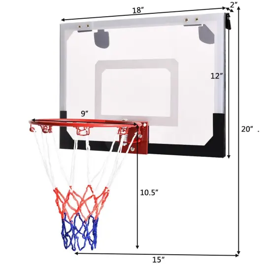 Over-The-Door Mini Basketball Hoop Includes Basketball & Hand Pump {4}