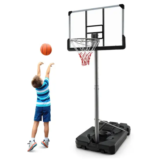 Basketball Hoop with 5.4-6.6FT Adjustable Height and 50" Backboard-Black {4}