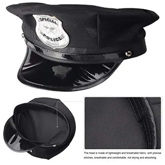 Beelittle Police Officer Role Play Kit Police Hat Handcuffs Walkie Talkies Policeman Badge Sunglasses Police Costume Accessories for Cop Swat FBI Halloween Party Dress up (B) {6}