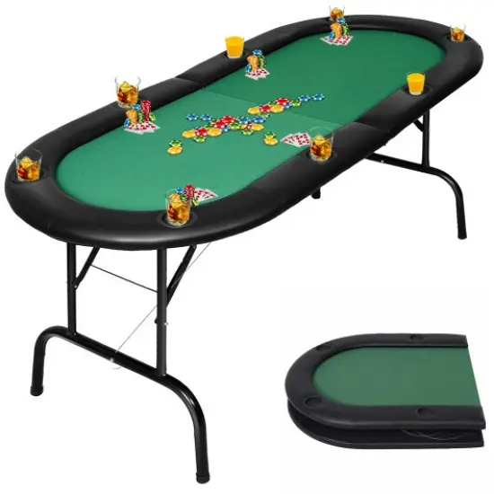 8 Players Texas Holdem Foldable Poker Table {3}