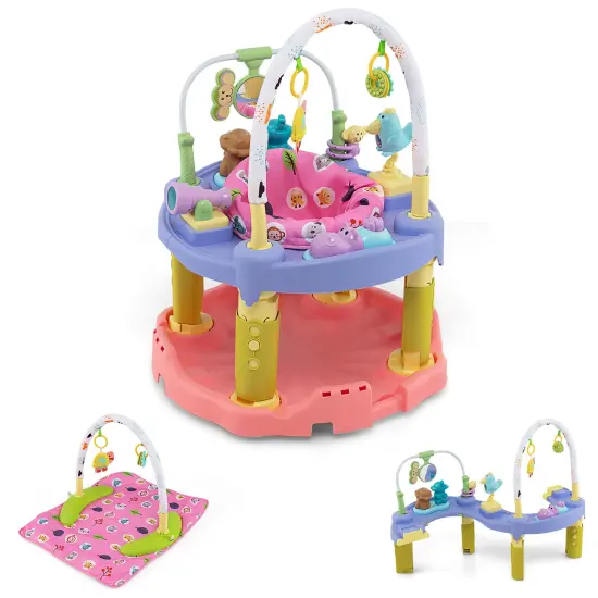 3-in-1 Baby Activity Center with 3-position for 0-24 Months Pink {4}