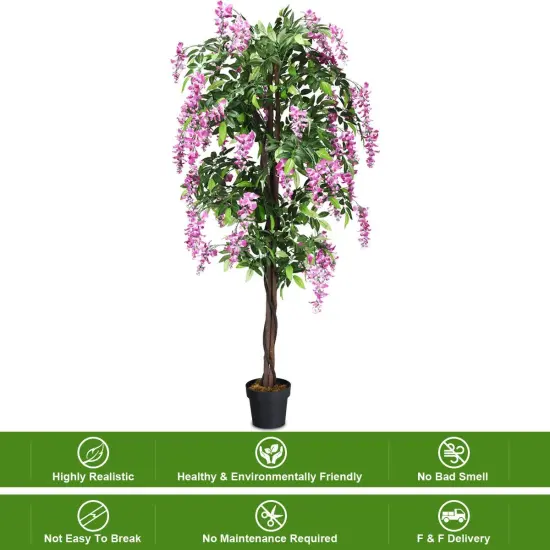 6-Feet Artificial Wistera Silk Indoor-Outdoor Tree {5}