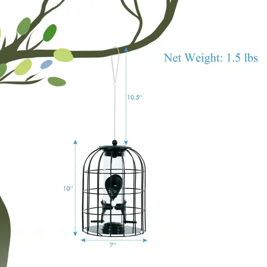 Backyard Bird Feeder in Green with Sturdy Iron, Stainless Steel Wire, Multiple Feeding Ports {5}