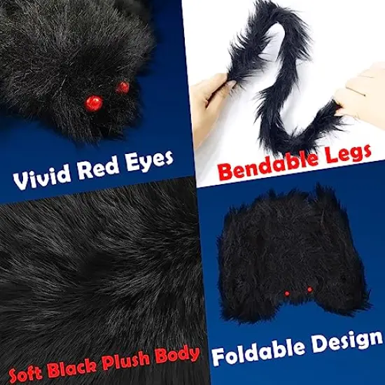 UNGLINGA Giant Spider Web Halloween Decorations Outdoor with 50inch & 30inch Large Spiders, Hanging Mega Huge Spider Web 2 Scary Fake Black Spiders for Yard Garden Outside House Indoor Decor {4}