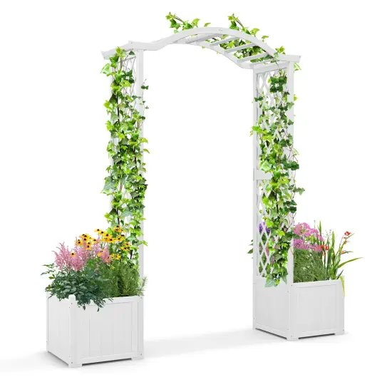 Garden Arbor with Planter-White {1}