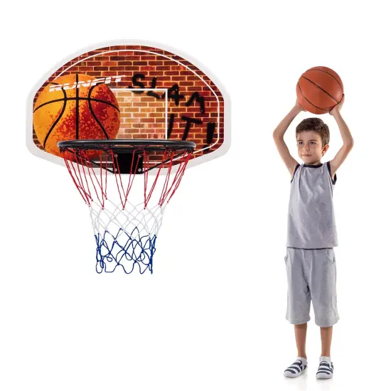 Wall Mounted Fan Backboard with Basketball Hoop and 2 Nets {4}