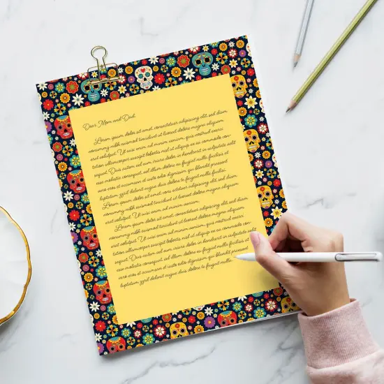 Great Papers! Marigold & Sugar Skulls Letterhead, for Invitations, Announcements and Personal Messages, Printer Friendly 8.5" x 11", 50 Pack (2023037) {4}
