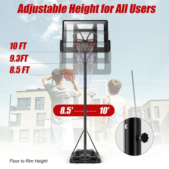 Height Adjustable Portable Shatterproof Backboard Basketball Hoop {6}