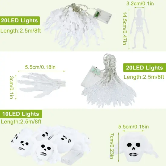 24ft Halloween String Lights with Colorful 3D Spooky Skeleton Ghost | Gauze Skull Lights {5}