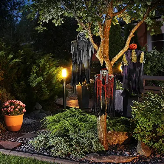 JOYIN 3 Pack 35" Hanging Ghost Halloween Decorations,Grim Reapers Hanging Witch for Halloween Outdoor Decorations(One Grim Reaper,One Hanging Witch,and One Hanging Reapers) {2}