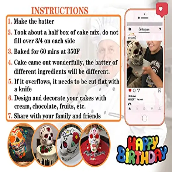 Extra Large Silicone Skull Cake Mold Haunted Skull Baking Cake Pan for Halloween and Birthday Party {4}