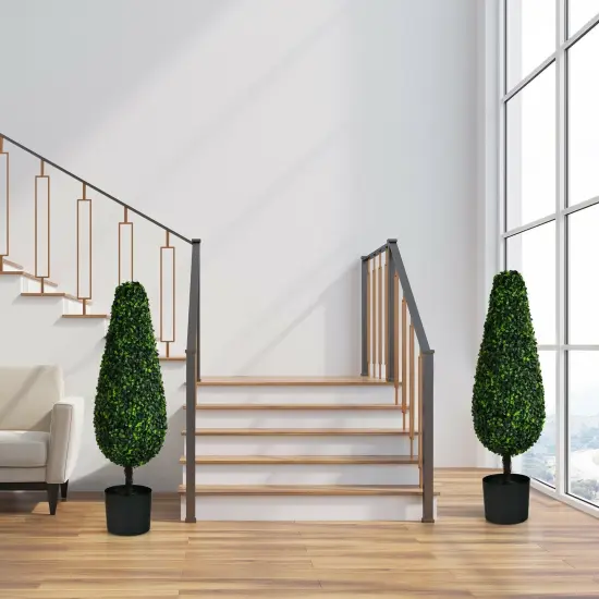 2 Pack 3 Feet Artificial Tower UV Resistant Indoor Outdoor Topiary Tree {3}
