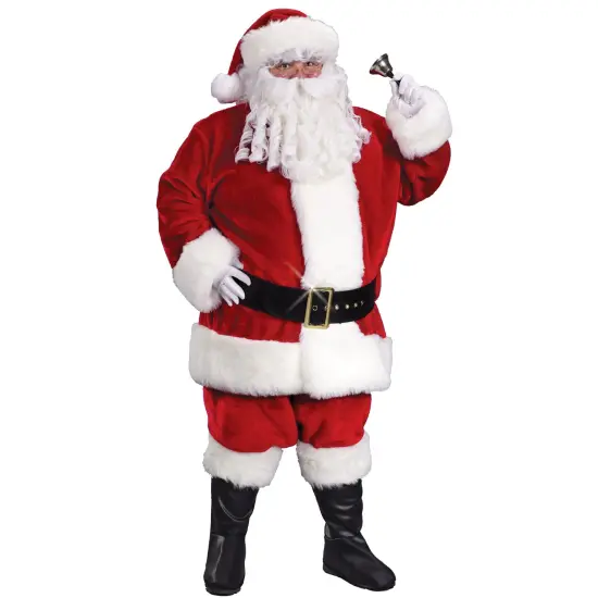 Fun World Regency Plush Crimson Adult Santa Claus Suit Christmas Costume - Standard Size Red {3}