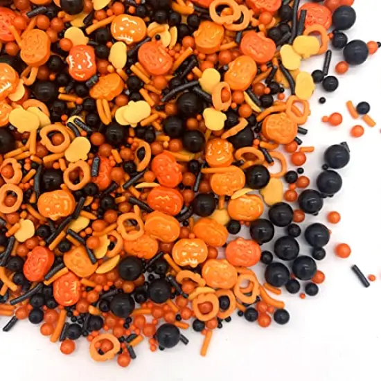 Halloween Sprinkles I 3.5 oz I Orange And Black Sprinkles I Pumpkin Sprinkles I Cake Cupcake Toppers Cookie Dessert Sprinkles Decorations {4}