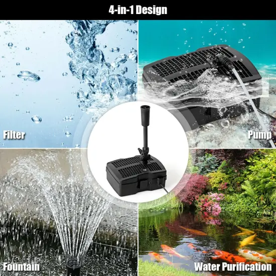 All-in-One 660 GPH Pond Filter Pump with Sterilizer and Fountain Jet {5}