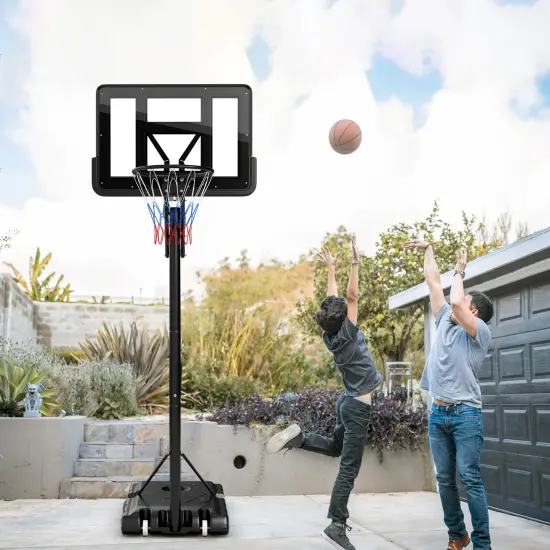 Portable Basketball Hoop with 8 to 10 Feet 5-Level Height Adjustable {3}