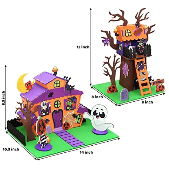 JOYIN 2 Pack Halloween Foam Haunted House 3D Craft Kit for Kids, 3D Halloween Tree House and Pumpkin Haunted House, Halloween Art and Craft DIY Kit, Halloween Party Favors Party Decoration {3}