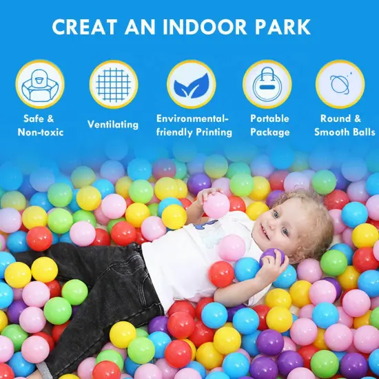 Multi-Color Ball Pit Tent for Kids Foldable Indoor-Outdoor Playhouse with 100 Balls {6}