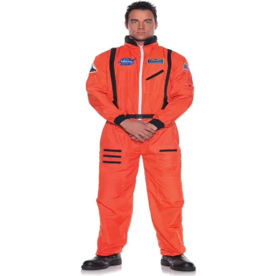 Men's Astronaut Orange Space Jumpsuit Costume {1}