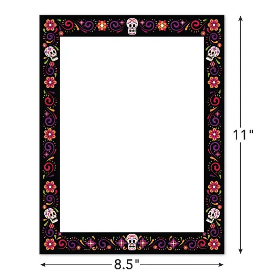 Great Papers! Skulls and Flowers Letterhead, for Invitations, Announcements and Personal Messages, Printer Friendly 8.5" x 11", 50 Pack (2023038) {5}