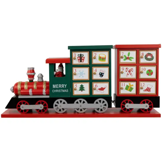 Northlight 16.5" Locomotive Train Wooden Christmas Advent Calendar Red {1}
