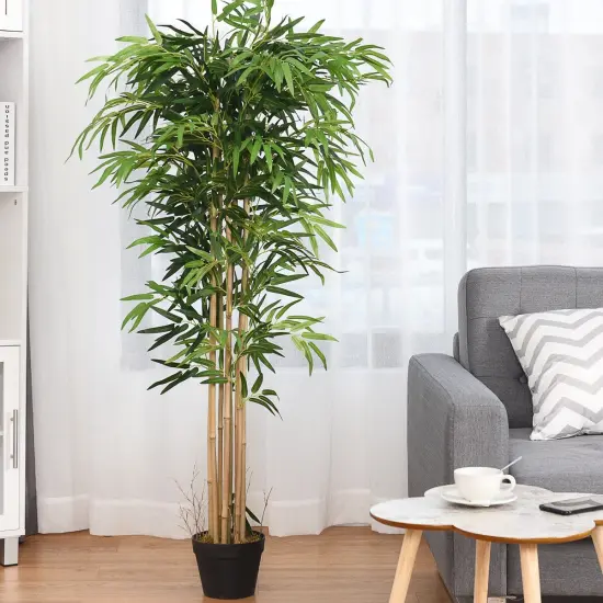 5-Feet Artificial Bamboo Silk Tree Indoor-Outdoor Decorative Planter {3}