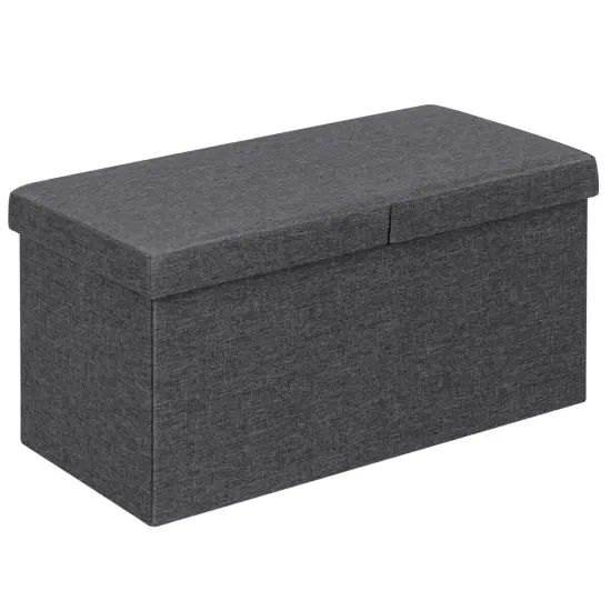 30 Inch Folding Storage Ottoman with Lift Top Dark Grey {1}