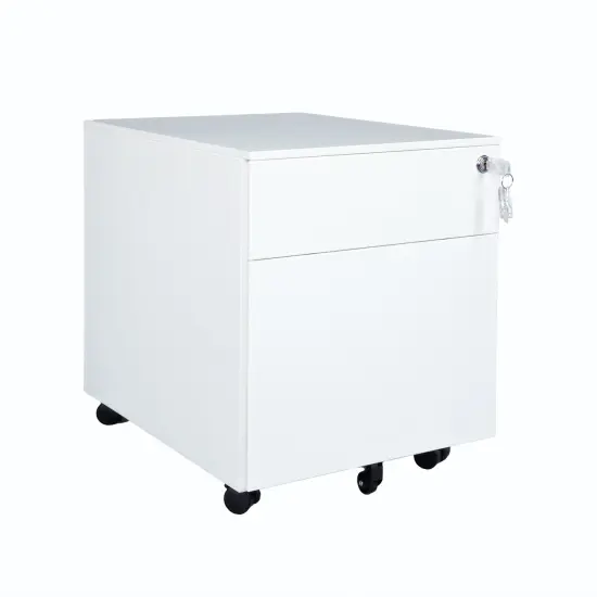 2 Drawer Mobile File Cabinet with Lock Metal Filing Cabinet for Legal File and Documents White {2}