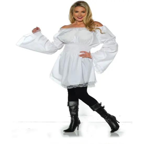 Women's Versatile White Medieval Peasant Shirt Costume {1}
