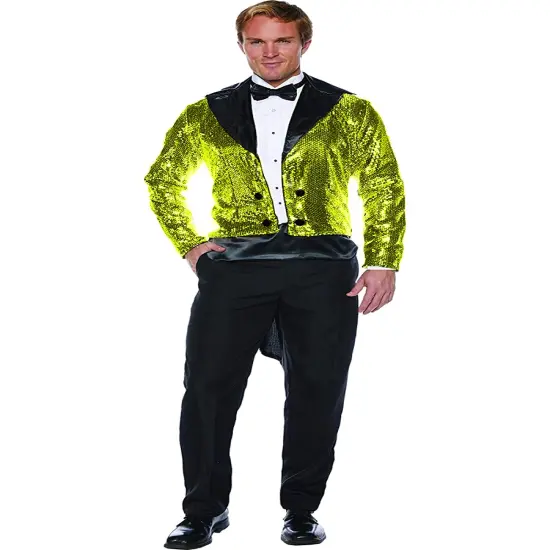 Men's Gold Sequin Gentleman Costume Tailcoat {1}