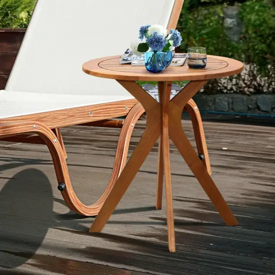 27 InchOutdoor Round Solid Wood Coffee Side Bistro Table {3}