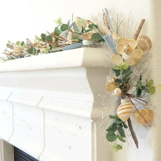 Coastal Shell Garland - 5ft Handcrafted Garland &ndash; Beach-Inspired Home Decor, Christmas Gift - Holiday Tee {4}
