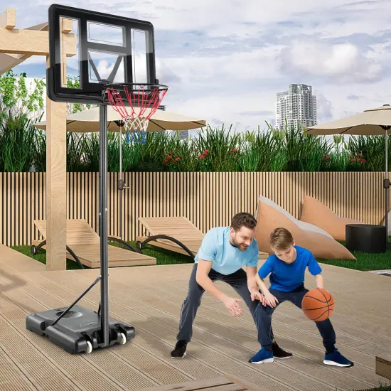 4.25-10 Feet Adjustable Basketball Hoop System with 44 Inch Backboard {3}