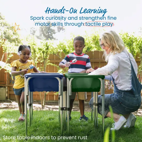 4-Station Sand and Water Adjustable Play Table, Sensory Bins Earthtone {4}