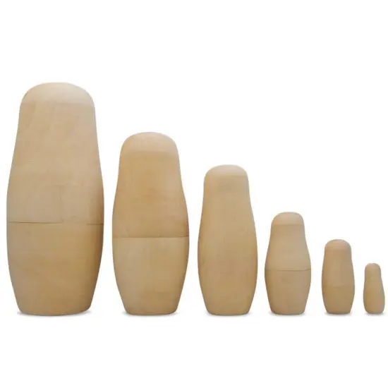 Set of 6 Unfinished Wooden Nesting Dolls DIY Craft Blanks for Painting 6.5 Inches {1}