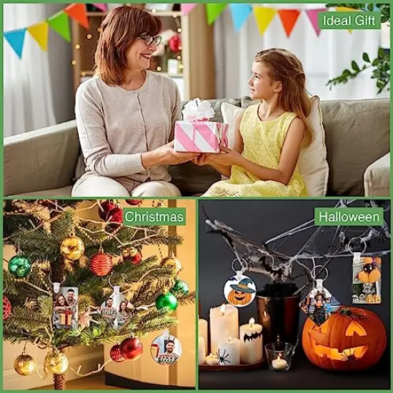 135 Pieces Sublimation Keychain Blanks Bulk,MDF Keychain Double Sided Heat Transfer Keychain Board with Film,Key Rings, Plastic Retaining Clips for DIY and Craft(Round, Rectangle, Bone, Square, Heart) {3}