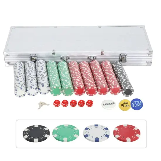 500PCS Chips Poker Dice Chip Texas Blackjack Cards Game Aluminum Case 11.5 Gram {2}