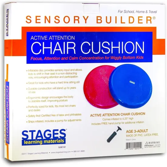Sensory Builder Active Attention Chair Cushion for Wiggly Bottom Kids Seat, Red, 13" X 2.5 {3}