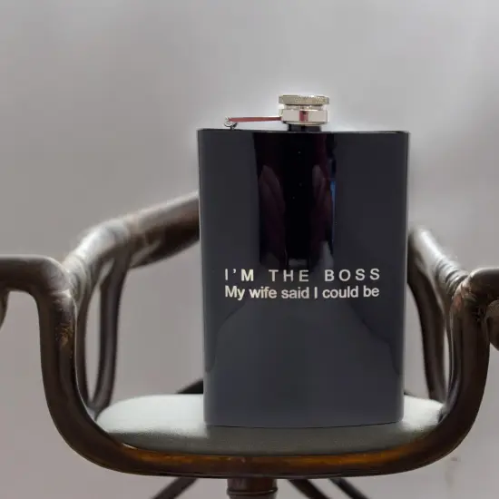 8oz Im the boss my wife said I could be Black Flask {2}