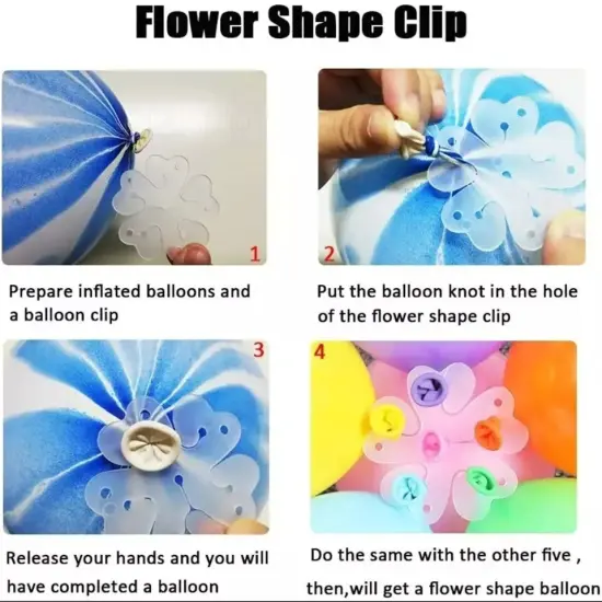 50-Pack Flower Shape Balloon Clips for Weddings & Parties, Portable Holder Decor {4}