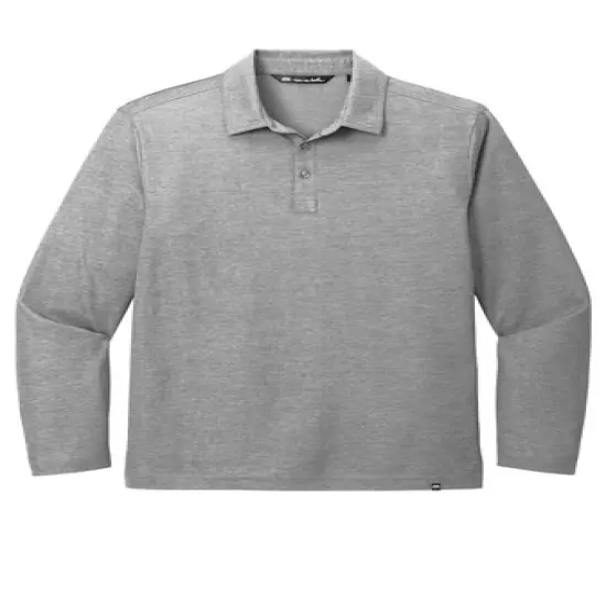 TravisMathew&reg; Oceanside Heather Long Sleeve Polo Quiet Shade Grey {1}
